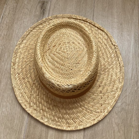 Straw hat with Faux Leather Trim - Picture 5 of 5
